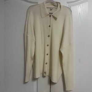 NWOT Cream Button-Up Collard Cardigan